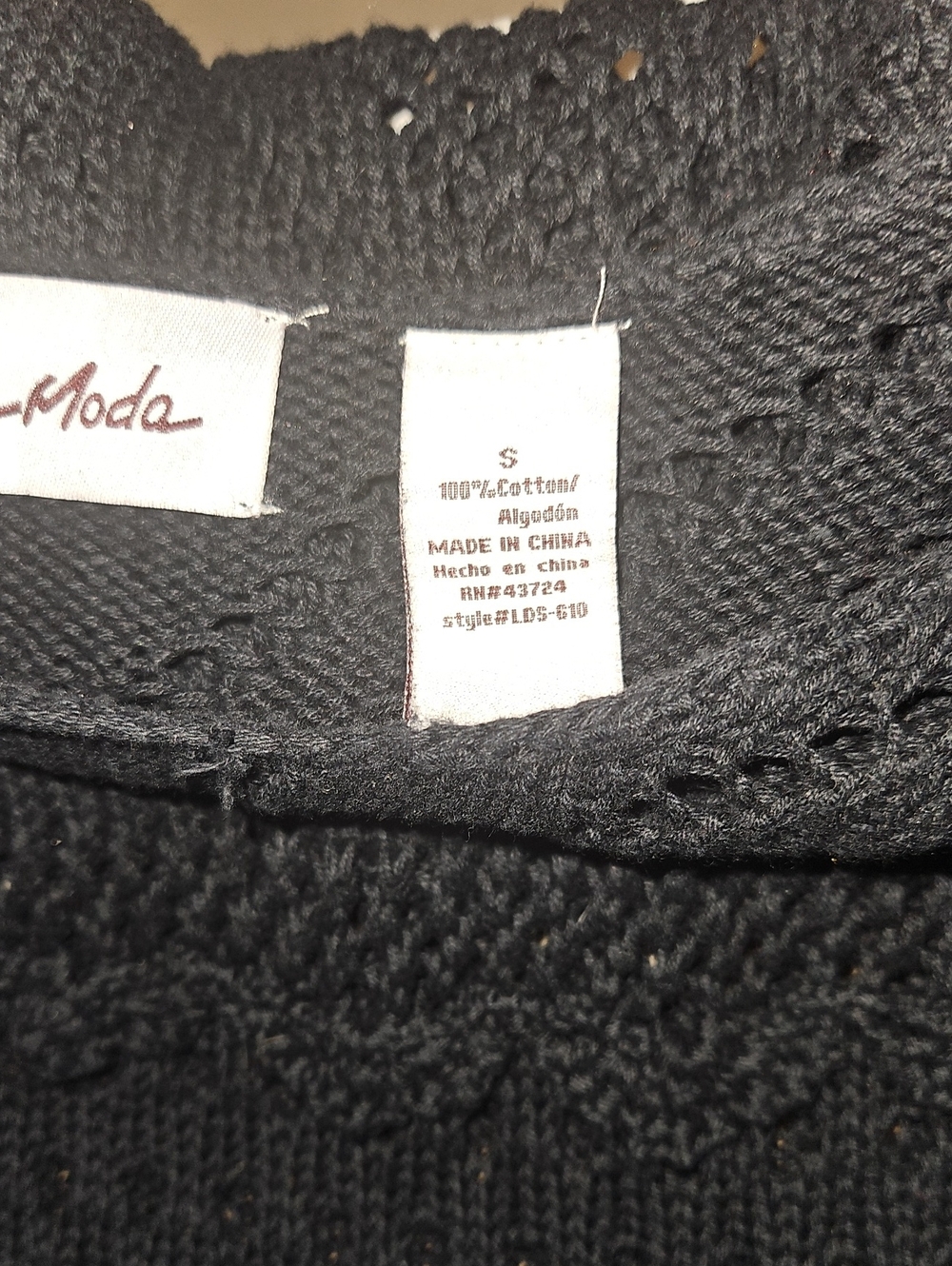 Lemoda Black Open-Stitch Knit Top